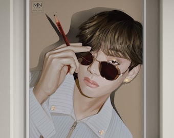 BTS V fanart, Bts Tae Hyung Art print, Bts army gift, Kim Tae Hyung fanart, Bts V art, Bts army gift