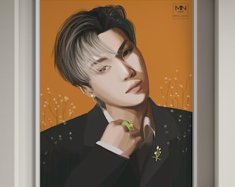 BTS Suga Art, Bts Suga fanart, Bts Suga prints, Army gift