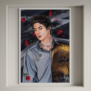 BTS JIN fanart print | Kim seok jin art print | Kpop Jin fan art print, Bts army gift