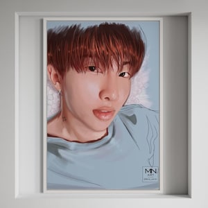 BTS RM fanart print | BTS Kim Namjoon digital art print | Kpop fan art | bts gift, Unframed print, 4x6, 8x10