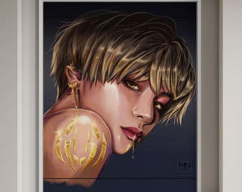 BTS V Fanart face close up print | Kim taehyung digital fanart print, Bts army gift