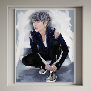 BTS suga on fanart | Kpop BTS Min Yoongi fanart | BTS digital fan art prints | bts gift,