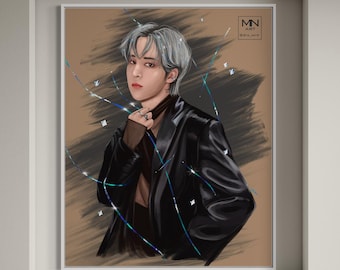 ATEEZ Yunho Art print, Ateez fan art, Yunho art print