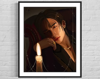 Hyunjin fanart, hyunjin Art print, SKZ fanart, skz art prints