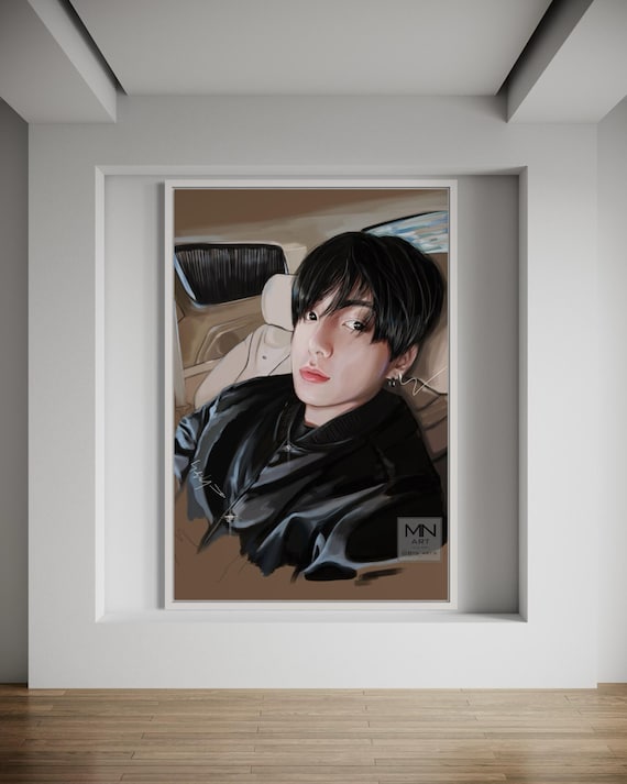 BTS Jungkook selfie art print | Kpop BTS JK digital art print | Jungkook fanart, Christmas gift, 4x6, Unframed print