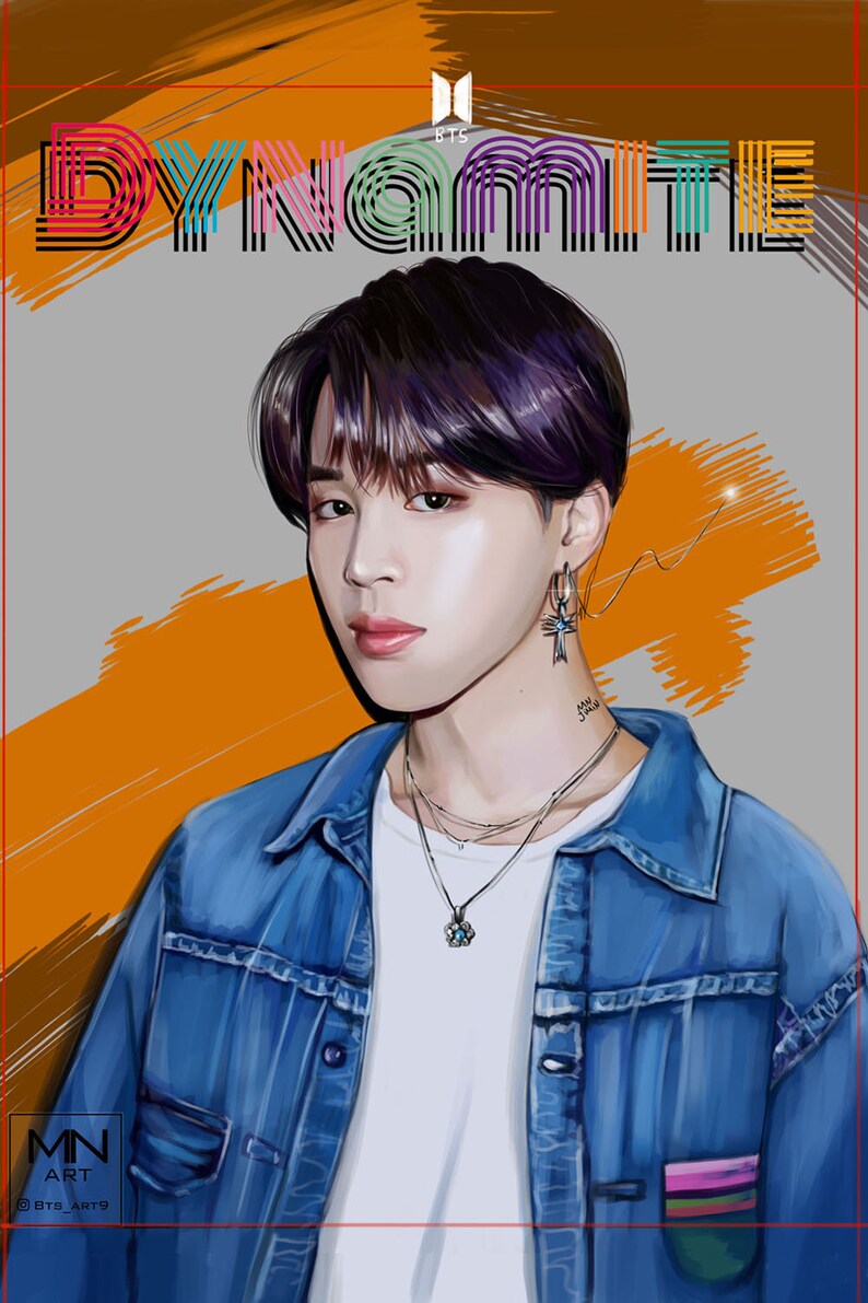 BTS Jimin dynamite fanart print BTS wall art of Park Jimin | Etsy