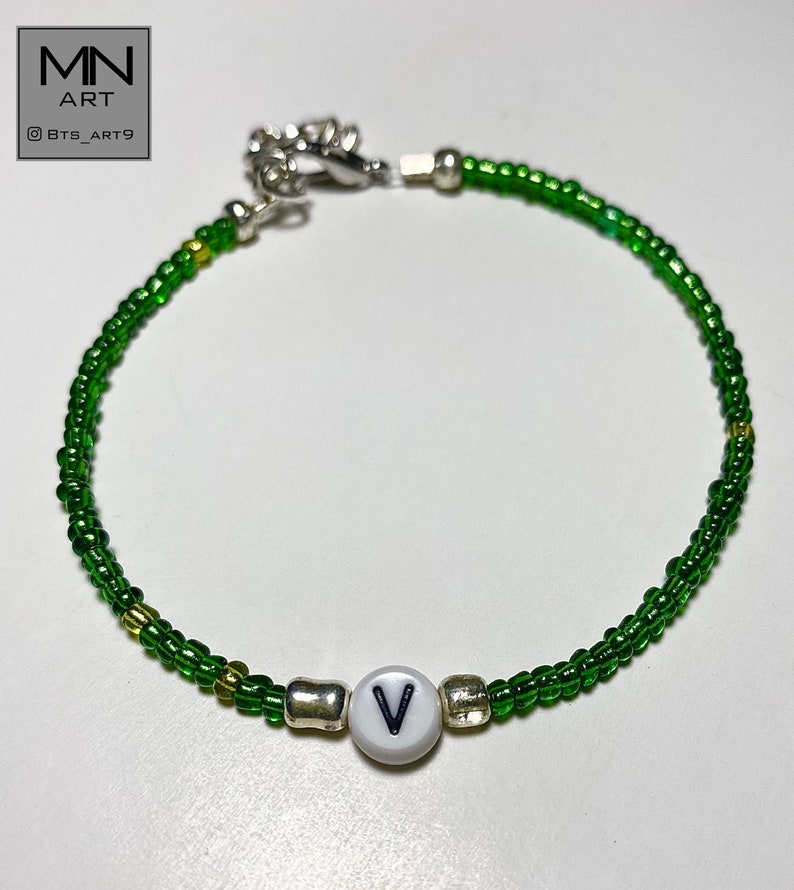 BTS V bracelet BTS jewelry V green beaded bracelet Bts | Etsy