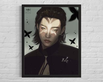 SKZ fanart, Straykids fanart print, original fanart prints, Felix fanart