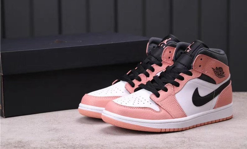 pink black grey and white jordan 1