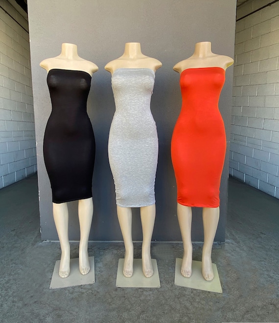 Made in USA Basic Bodycon Tube Dress black Heather Gray Orange Olive Taupe Etsy