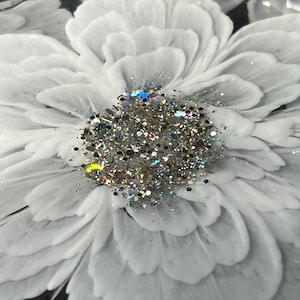 Handmade White and Silver 3D Flower Resin Coasters - home decor|housewarming|hostess gift|wedding|table decor