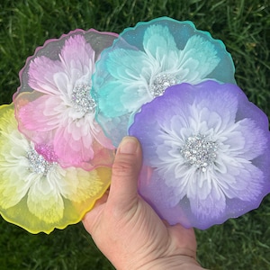 Custom Colors Flower Resin Coasters