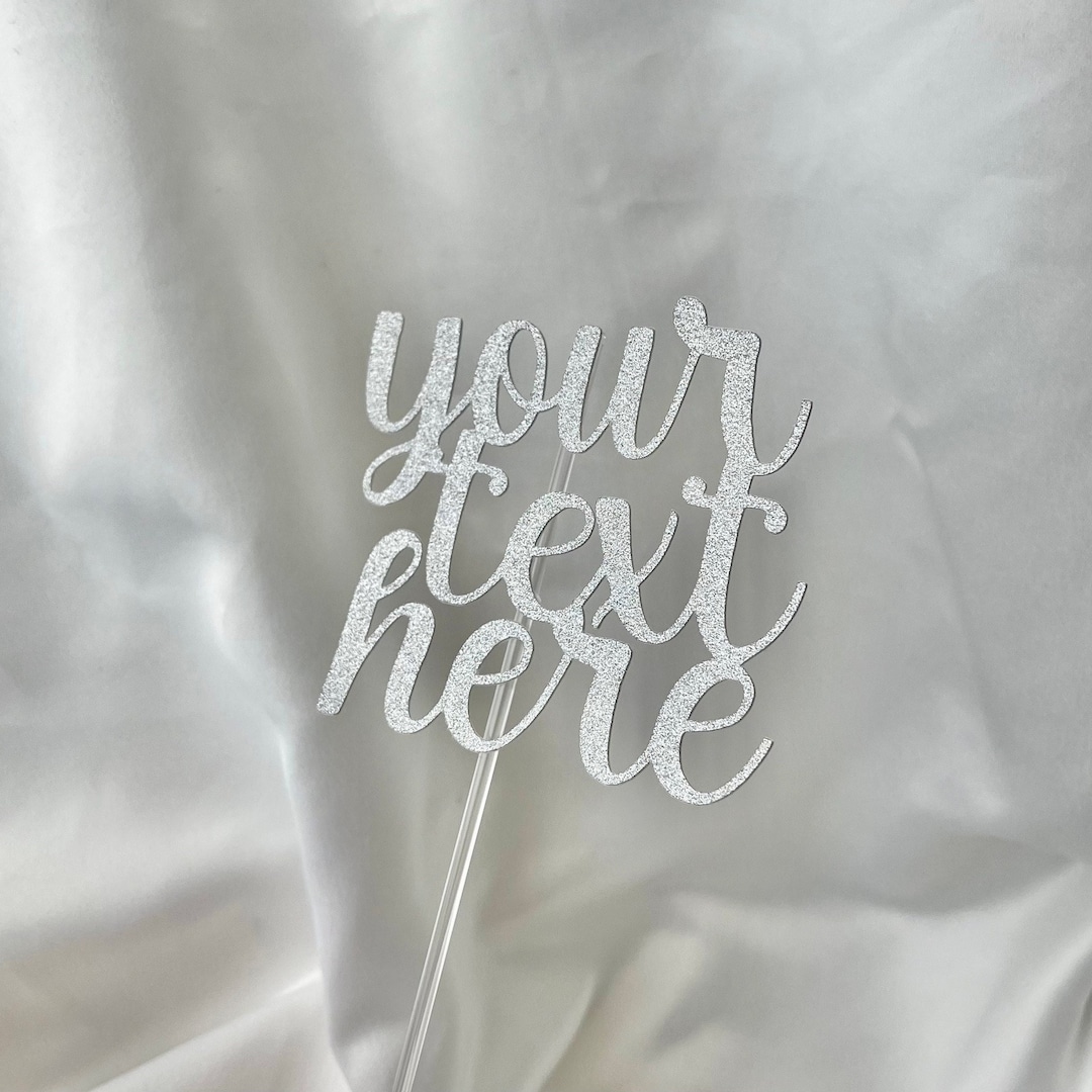 Custom Text Glitter Cardstock Cake Topper Etsy