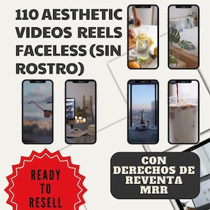 110 videos aesthetic faceless (sin Rostro) Reels,derechos de reventa, MRR, ingresos,Master resell rights, digital marketing spanish