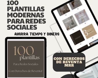 100 plantillas para redes sociales editables, derechos de reventa, MRR,Digital marketing spanish, ingresos pasivos,Master resell rights