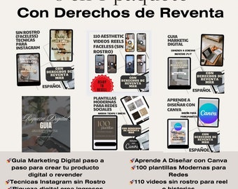 Marketing Digital 6 en 1 , producto digital,faceless, derechos de reventa,MRR,Digital marketing, Canva,Master resell rights, done for you