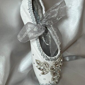 Clara Nutcracker White Crystal Decorated Pointe Shoe