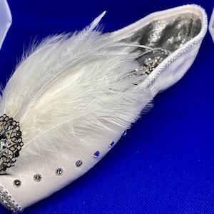Swan Lake Ballet White Swan Decorated Pointe Shoe with Swarovski Crystals