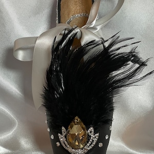 Swan Lake Black Swan Decorated Pointe Shoe with Swarovski Crystals