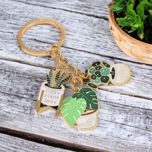 Houseplant Keychain | Crazy Plant Lady | Plant Gifts | Plant Keychains