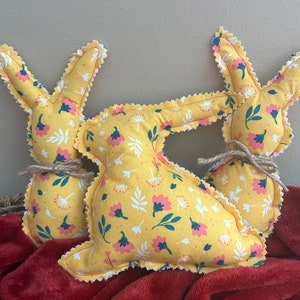 Fabric Bunny Set Floral Print Fabric Rabbits Easter Decor Fabric Bunny ...