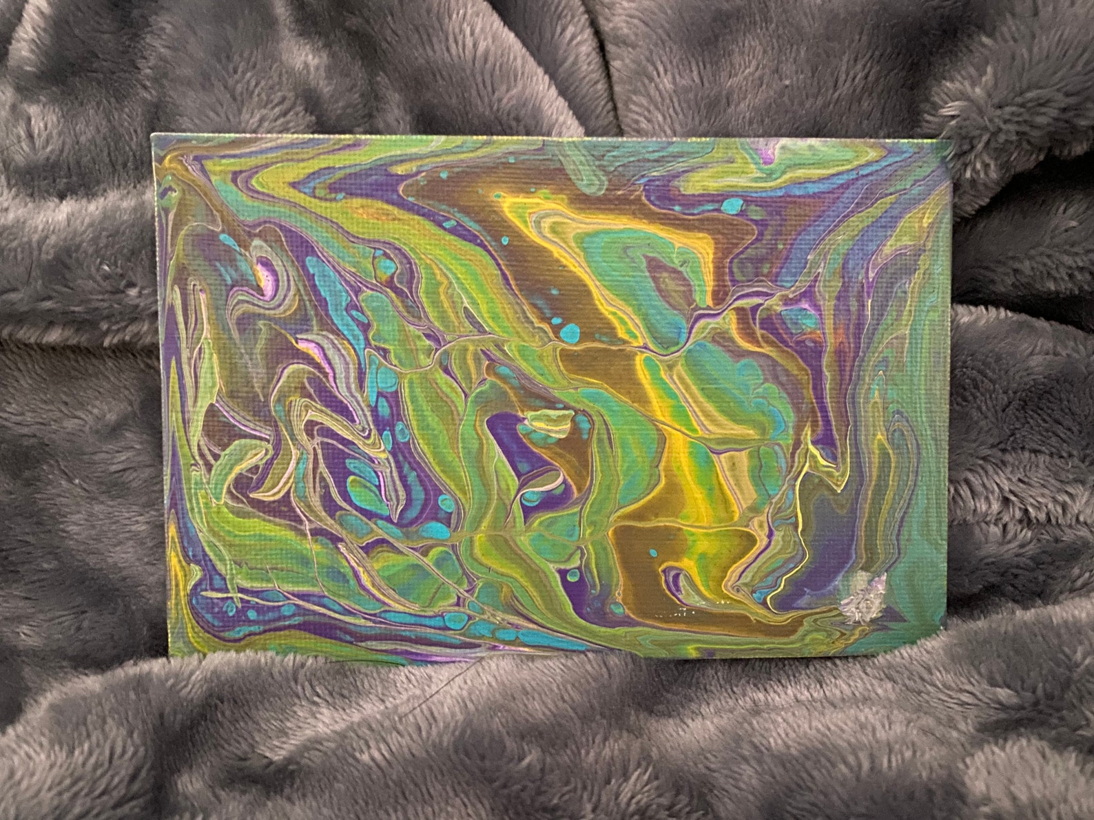 Fluid Art Canvas Painting Pour Painting 4x6 Canvas Painting Etsy