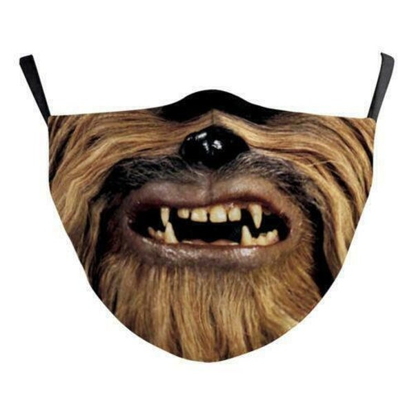 Chewbacca Mask with FILTER included, Child & Adults Washable Chewie Face Mask, Star Wars Face Mask, Reversible Chewie Mask, Fast Shipping