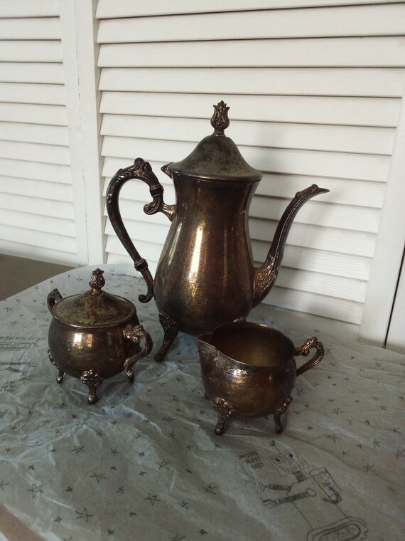 Leonard Silver Plate Coffee/tea Set, Pot, Creamer and Sugar Bowl, 