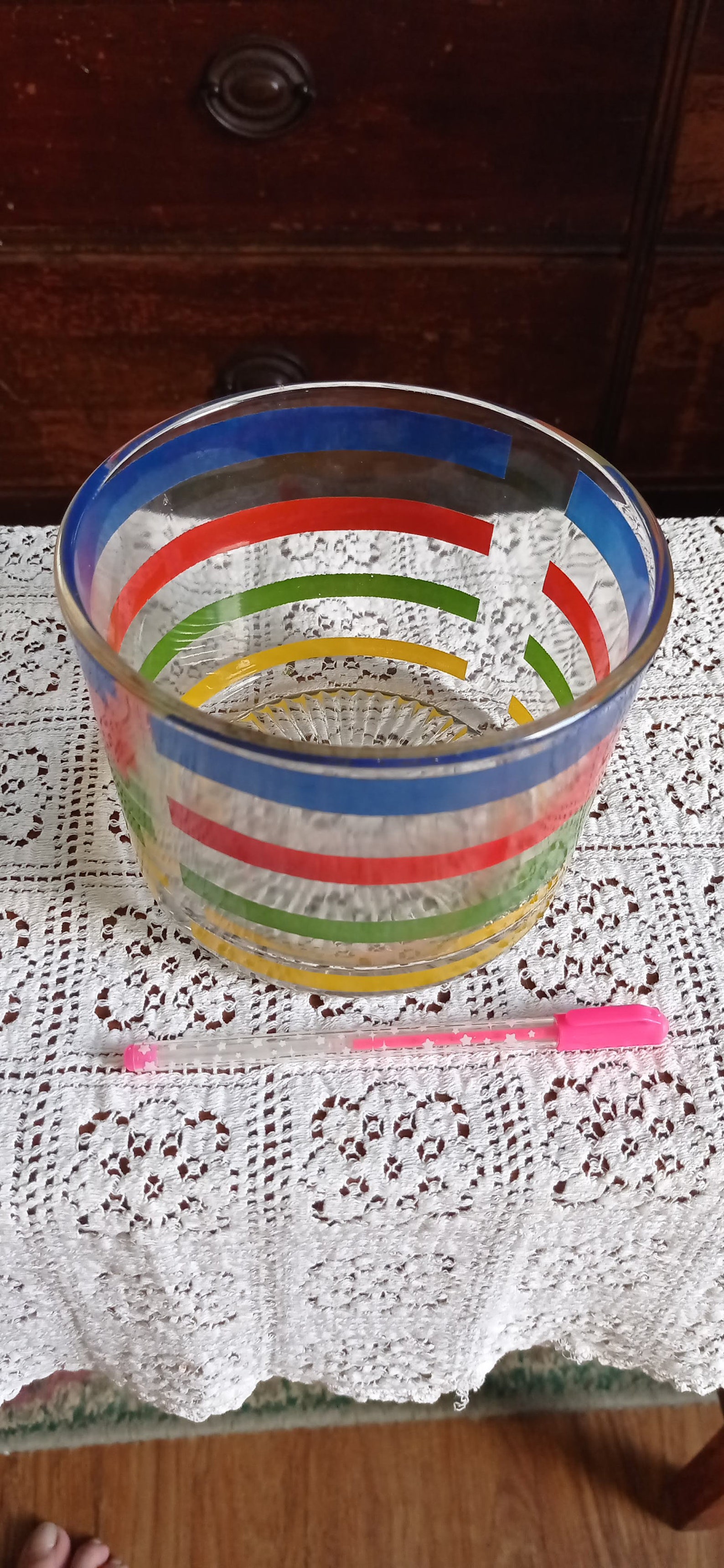 Color Banded Trifle Bowl, Anchor Hocking Etsy