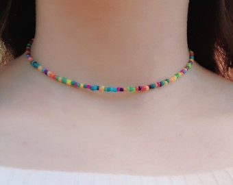 Colorful seed bead necklace