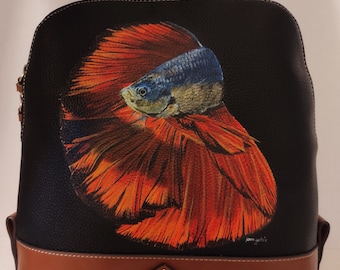 Hand-painted bag (betta fish)