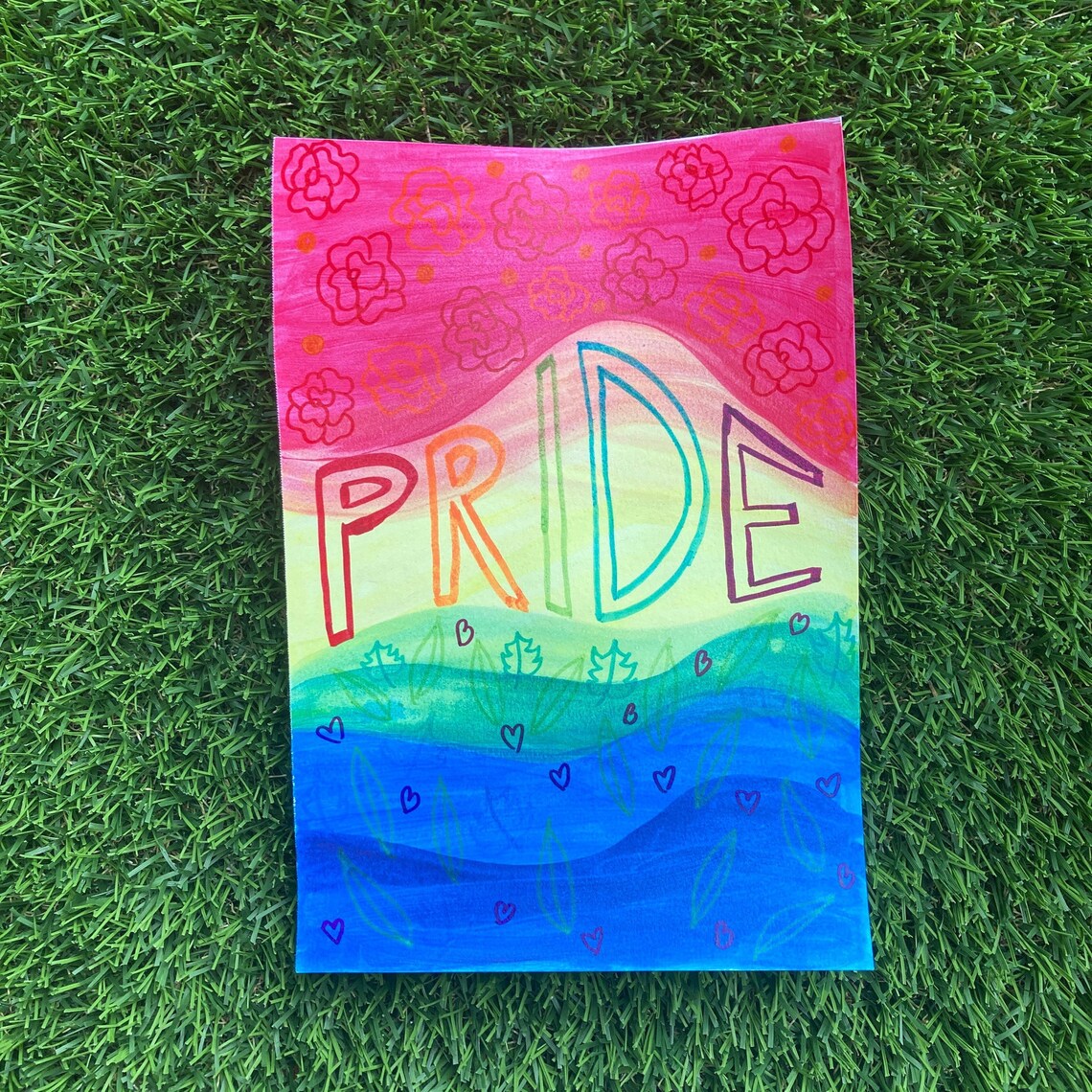 Pride painting rainbow pride flag acrylic ink painting Etsy