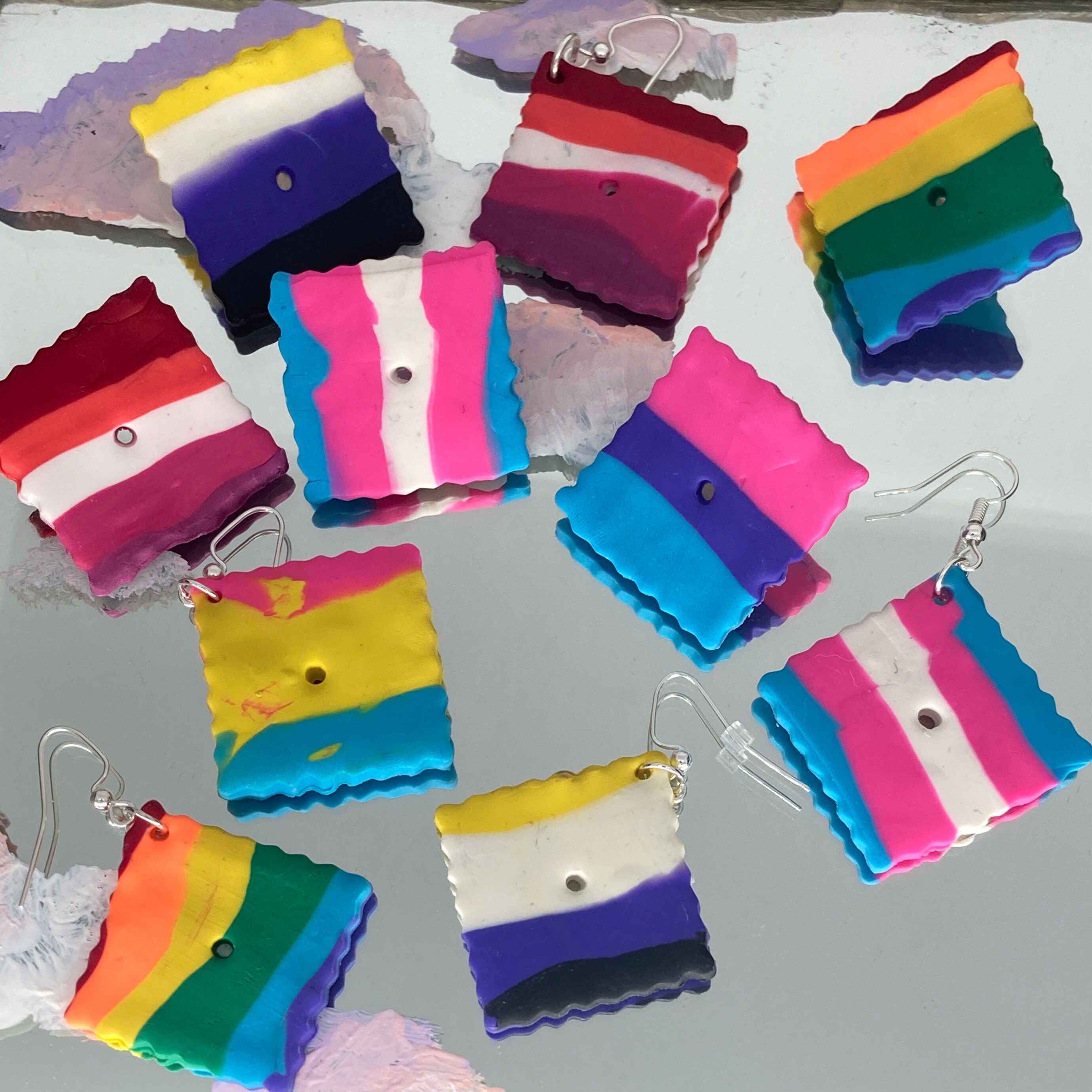 Pride earrings cheez it earrings lgbt earrings queer Etsy