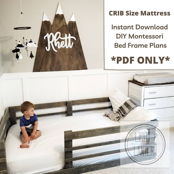 CRIB Mattress Sized Bed Frame Plans | Montessori Bed Frame Digital Download | Montessori Crib Floor Bed Frame Digital File | DIY Toddler