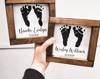 Footprint Sign | Newborn Footprint Sign | Footprint Keepsake Sign | Custom Newborn Hospital Print Sign | Nursery Decor