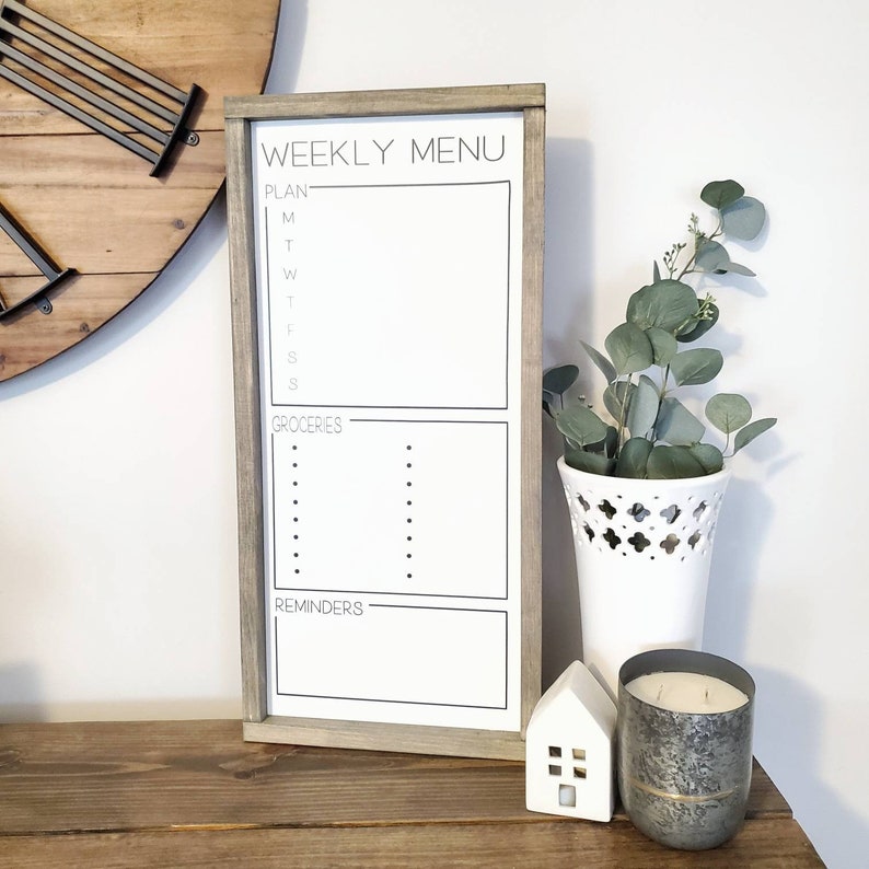 Weekly Menu Board 12x24in Menu Whiteboard Kitchen Etsy
