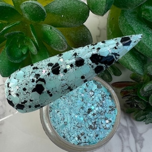 Spook-tacular Blue and Black Glitter Nail Dip Powder Slightly Spooky Collection