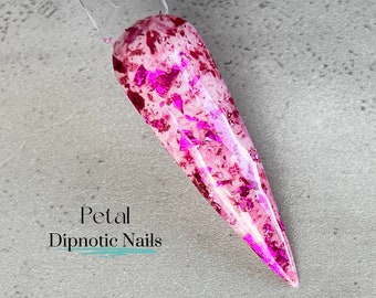 Petal White and Pink Foil Nail Dip Powder The Dahlia Duo
