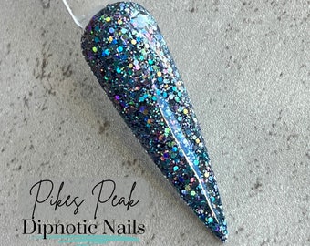 Pikes Peak Holographic Gunmetal Silver Dip Powder The Colorado Winter Collection