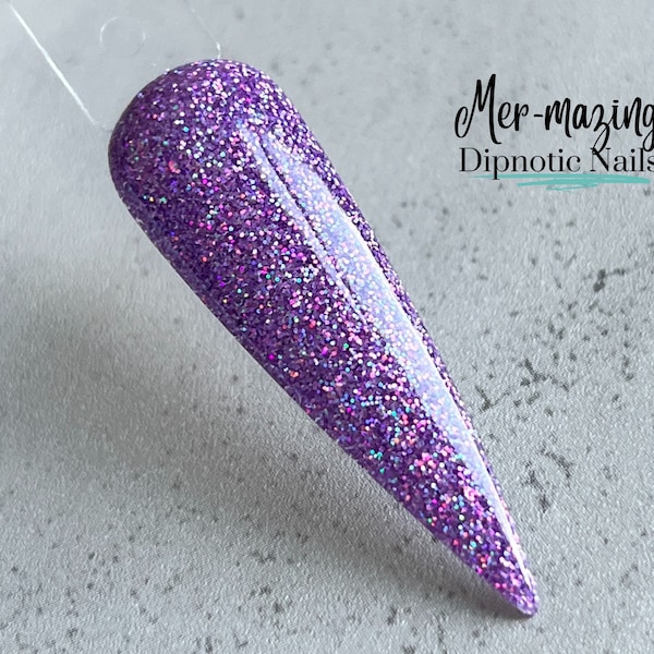 Mer-mazing Purple Holographic Nail Dip Powder The Mermaid Magic Collection
