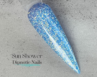 Sun Shower Blue and Yellow Color Shift Nail Dip Powder The April Showers and May Flowers Collection