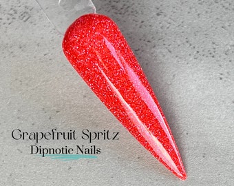 Grapefruit Spritz Coral Holographic Nail Dip Powder The Citrus Sunrise Collection