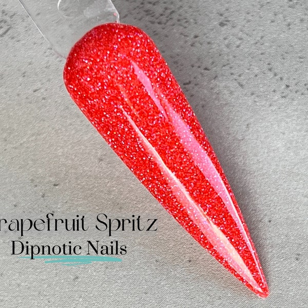 Grapefruit Spritz Coral Holographic Nail Dip Powder The Citrus Sunrise Collection