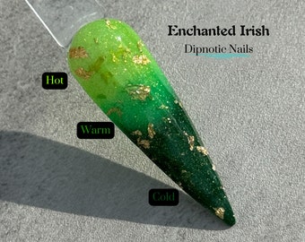 Enchanted Irish Green and Gold Triple Thermal St. Patrick's Day Nail Dip Powder