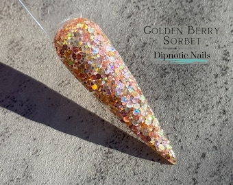 Golden Berry Sorbet Pink and Gold Nail Dip Powder- Raspberry Romance Collection