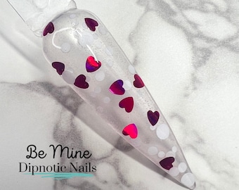 Be Mine Pink Heart and White Dot Glitter Dip Powder Topper The Love Struck Collection