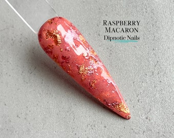 Raspberry Macaron Pink Foil Nail Dip Powder Copper Rose Collection