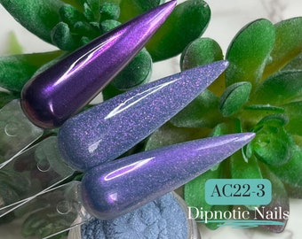 AC22-3 Dark Purple Chameleon Chrome Nail Dip Powder Dipnotic Nails 2022 Advent Calendar