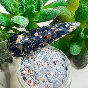 Harvest Moon Blue and Gold Nail Dip Powder Autumn Aesthetic Collection