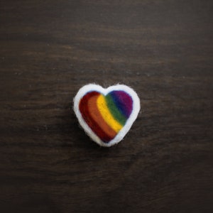 Mini 1&quot; felted heart newborn photography prop rainbow and blue, other colors available, rainbow baby prop